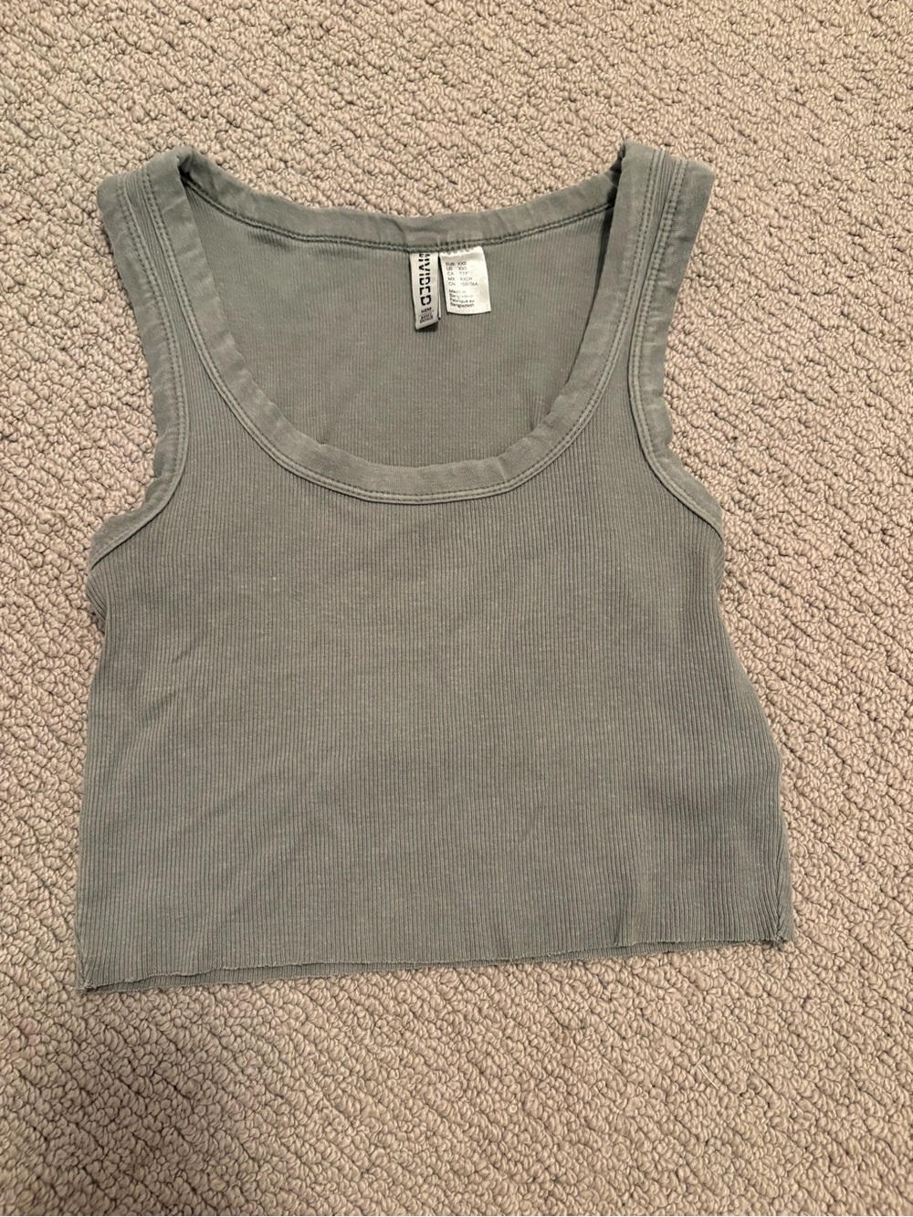 H&M Ribbed Sage Green Cropped Tank Top